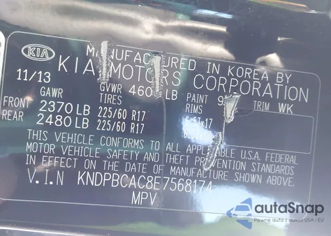 2014 Kia Sportage Lx z USA, uszkodzony, nr VIN KNDPBCAC8E7568174